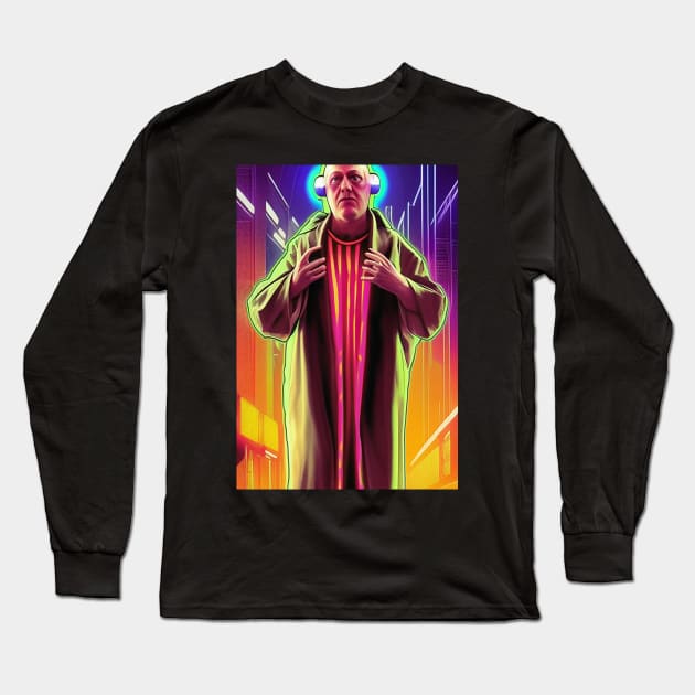 Cyberpunk Aleister Crowley The Great Beast of Thelema with earphones painted in a Surrealist and Impressionist style Long Sleeve T-Shirt by hclara23